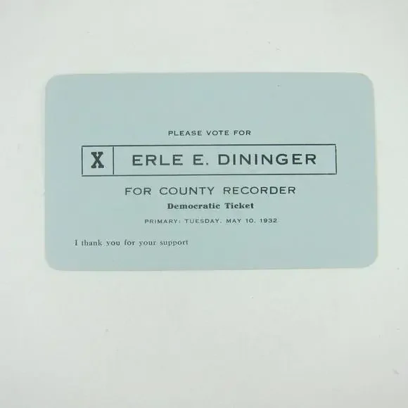 Political Campaign Election Card Darke County Ohio Erle Dininger Vintage 1932 - Picture 5 of 12
